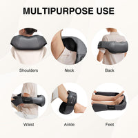Nekteck Shiatsu Neck Massager with Heat for Pain Relief Deep Tissue, 2026 Upgraded 3D Back Shoulder Kneading Massage Pillow, Body Muscle Relaxation Tool Gifts for Him Her Mom Dad, Gray (NOT Cordless)