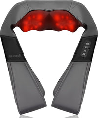 Nekteck Shiatsu Neck Massager with Heat for Pain Relief Deep Tissue, 2026 Upgraded 3D Back Shoulder Kneading Massage Pillow, Body Muscle Relaxation Tool Gifts for Him Her Mom Dad, Gray (NOT Cordless)