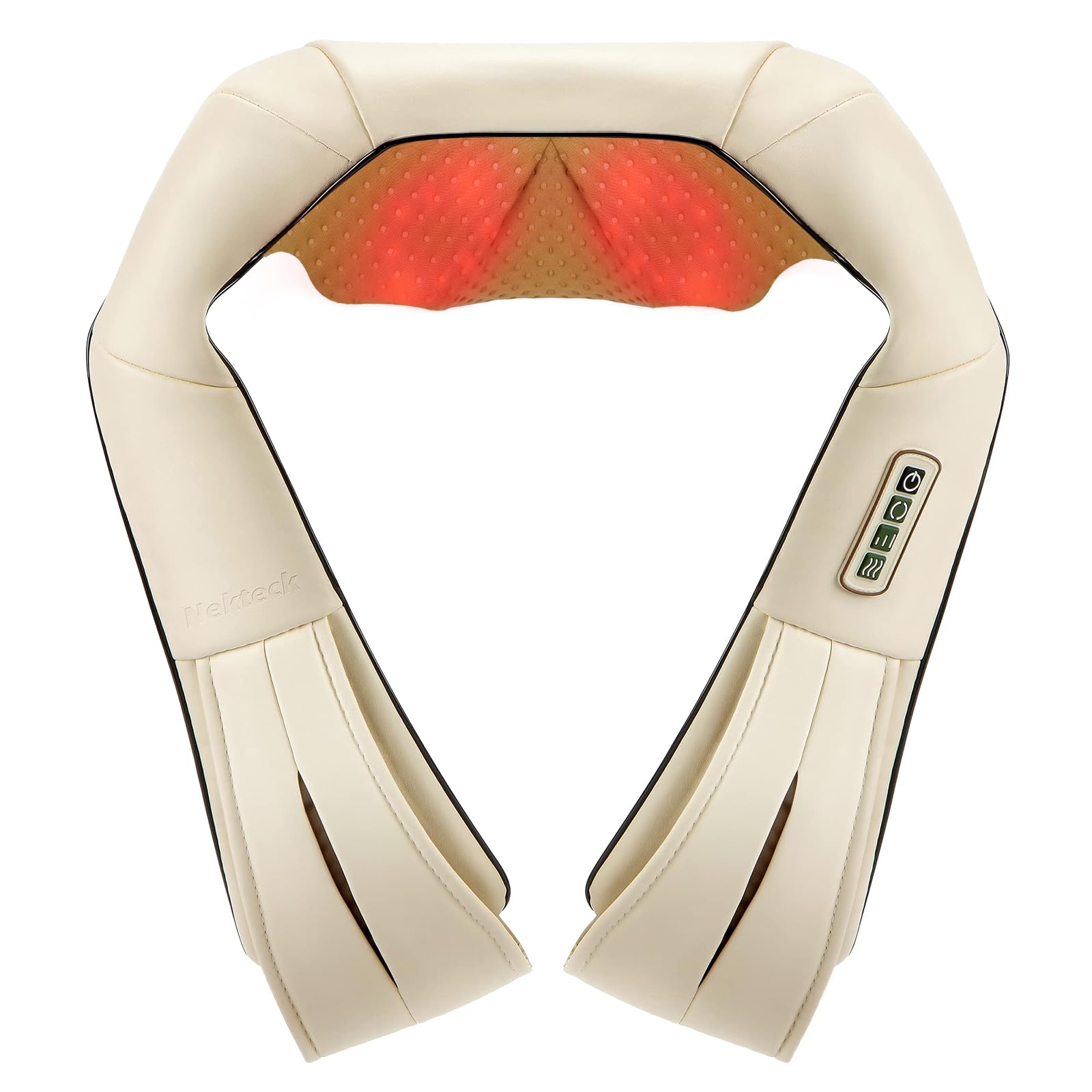 Nekteck Shiatsu Neck Massager with Heat for Pain Relief Deep Tissue, 2026 Upgraded 3D Back Shoulder Kneading Massage Pillow, Body Muscle Relaxation Tool Gifts for Him Her Mom Dad, Gray (NOT Cordless)