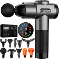 TOLOCO Massage Gun, Deep Tissue Back Massage for Athletes for Pain Relief, Percussion Massager with 10 Massages Heads & Silent Brushless Motor, Valentines Day Gifts for Him Her, Black