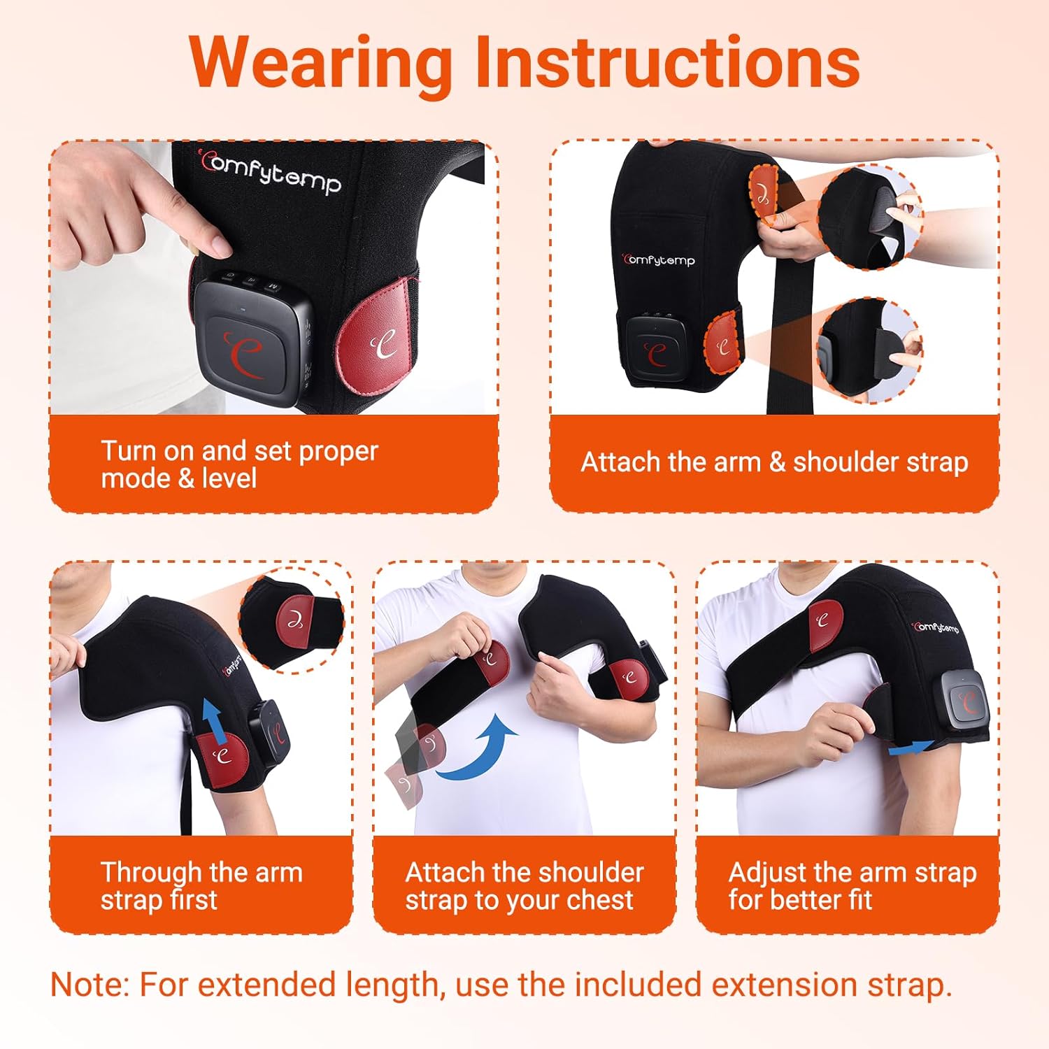 Comfytemp Cordless Red Light Therapy for Shoulder, 94 LEDs Wearable Near Infrared Light Wrap, 3D Portable Flexible Wrap with Timer, 660nm & 850nm (No Massage,One Size)