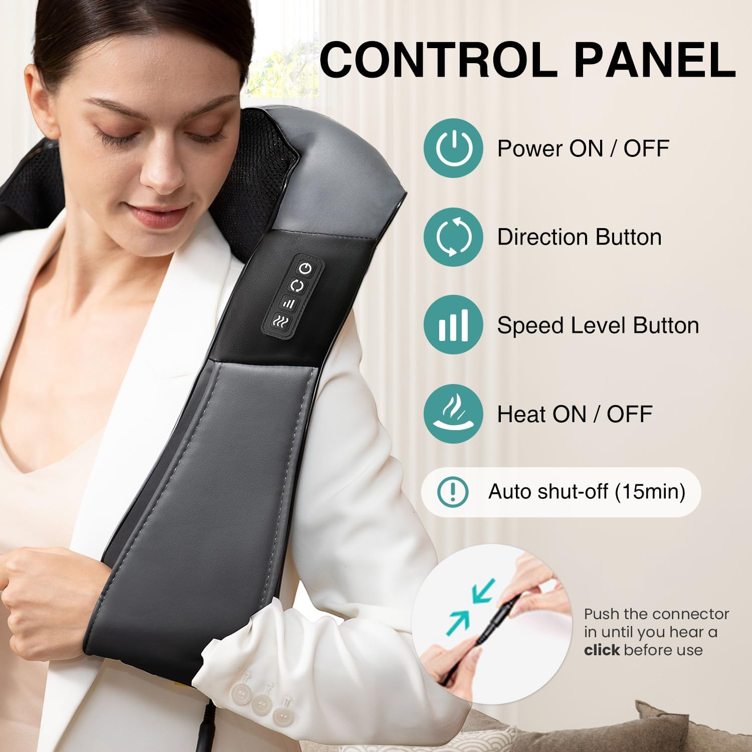 Nekteck Shiatsu Neck Massager with Heat for Pain Relief Deep Tissue, 2026 Upgraded 3D Back Shoulder Kneading Massage Pillow, Body Muscle Relaxation Tool Gifts for Him Her Mom Dad, Gray (NOT Cordless)