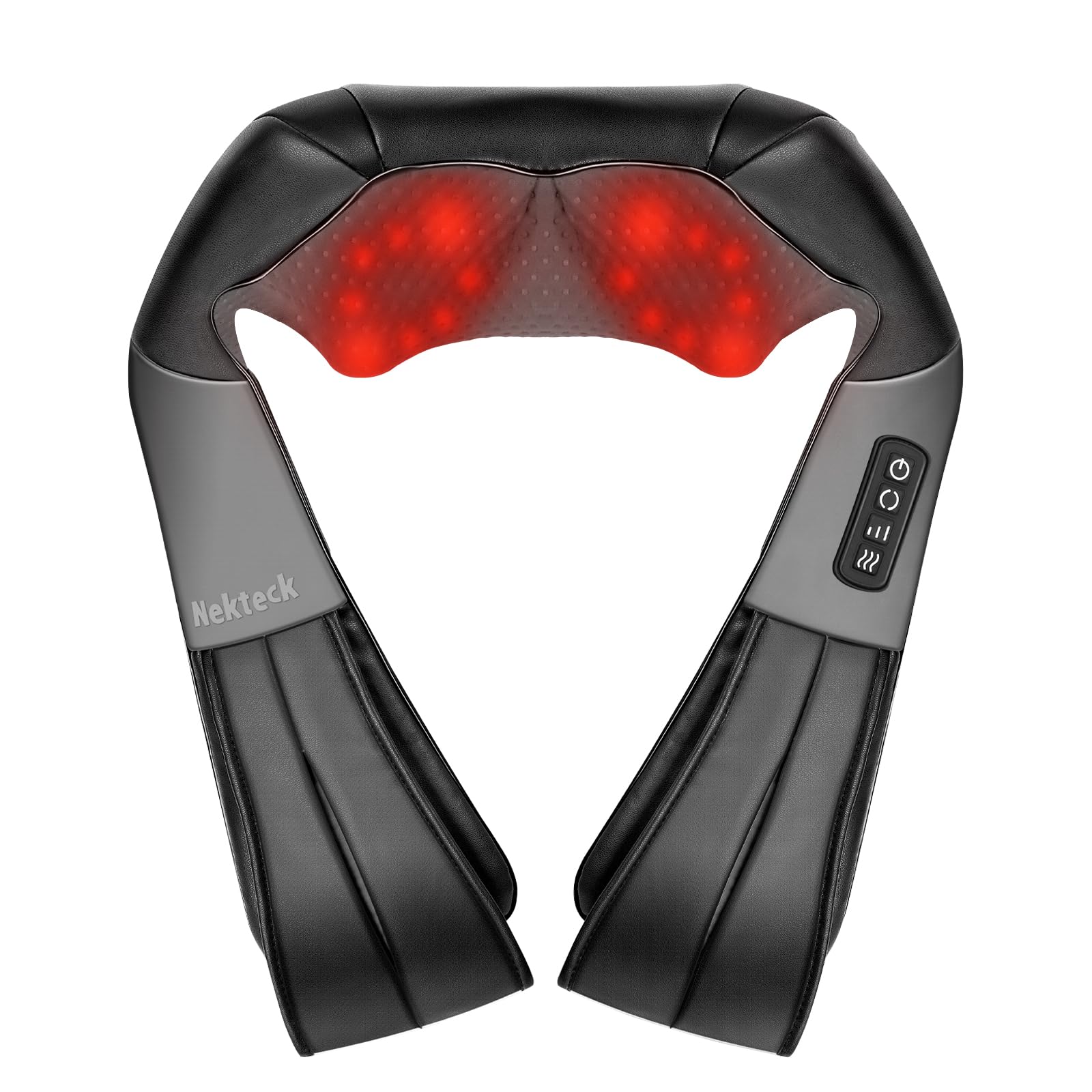Nekteck Shiatsu Neck Massager with Heat for Pain Relief Deep Tissue, 2026 Upgraded 3D Back Shoulder Kneading Massage Pillow, Body Muscle Relaxation Tool Gifts for Him Her Mom Dad, Gray (NOT Cordless)
