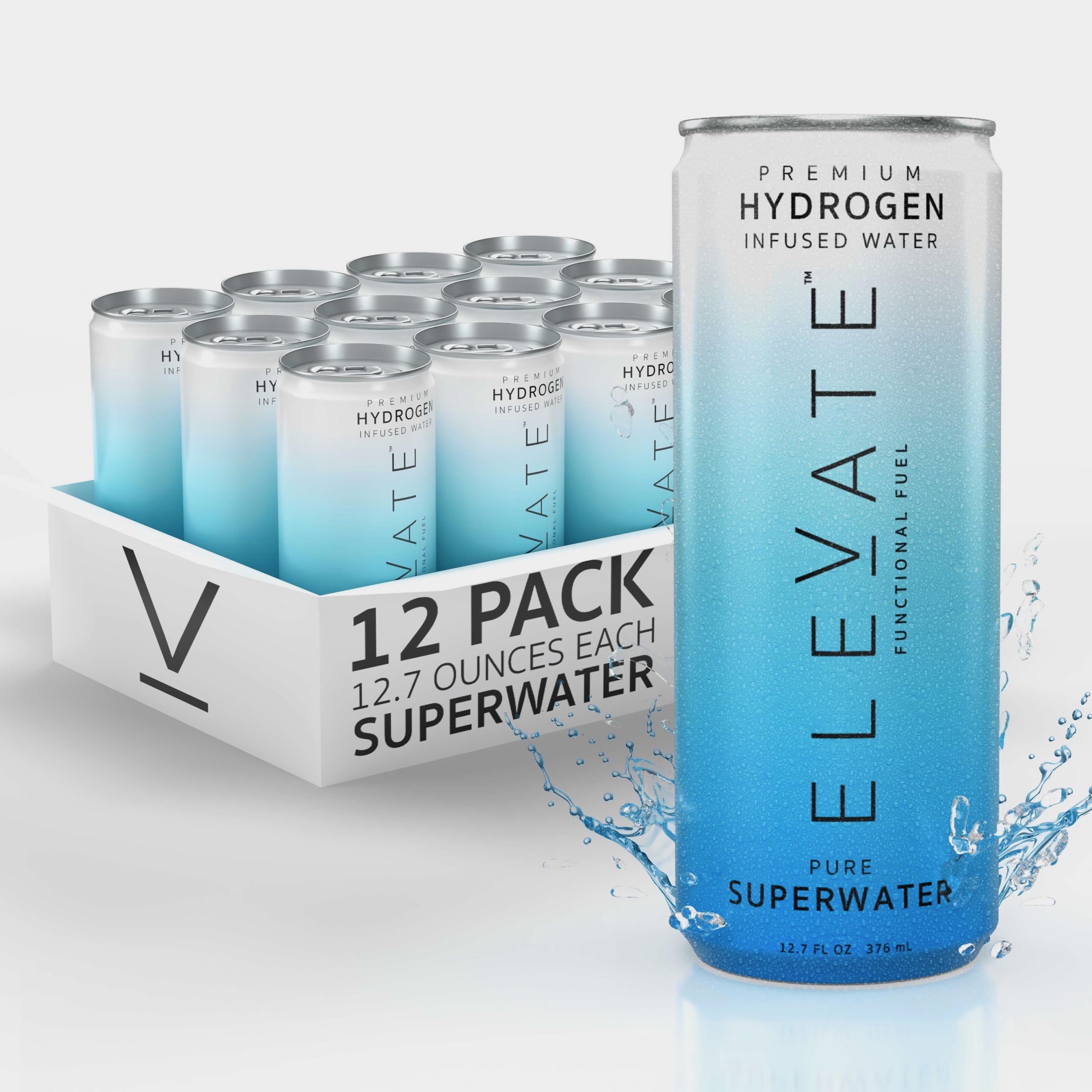 ELEVATE SUPERWATER Premium Hydrogen Water (24 pack). Highest Hydrogen (3-5 PPM) and Lowest -650 ORP. Supports Recovery, Energy, Hydration, Focus, and Endurance. BACKED BY SCIENCE.