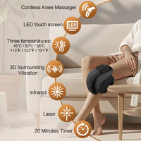 Cordless Heated Knee Massager — Vibration & Heat Therapy for Joint Relief