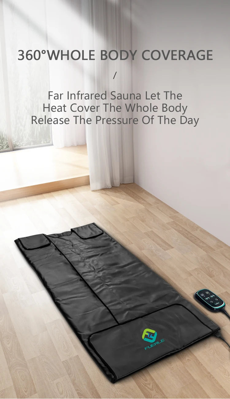 Portable Infrared Sauna Blanket 86-167℉ Carbon Fiber Heating Velcro Non-toxic Waterproof Detox Weight Loss Relaxation Home Spa