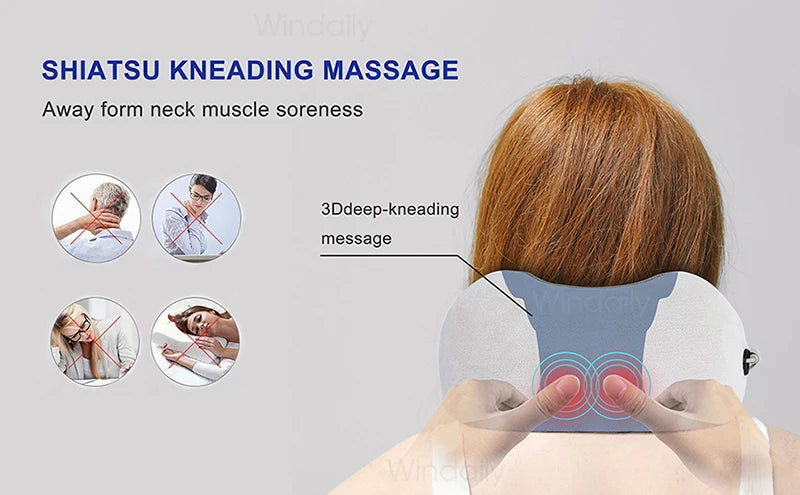 Electric Neck & Shoulder Massager — 3D Kneading Shiatsu Pillow with Vibration
