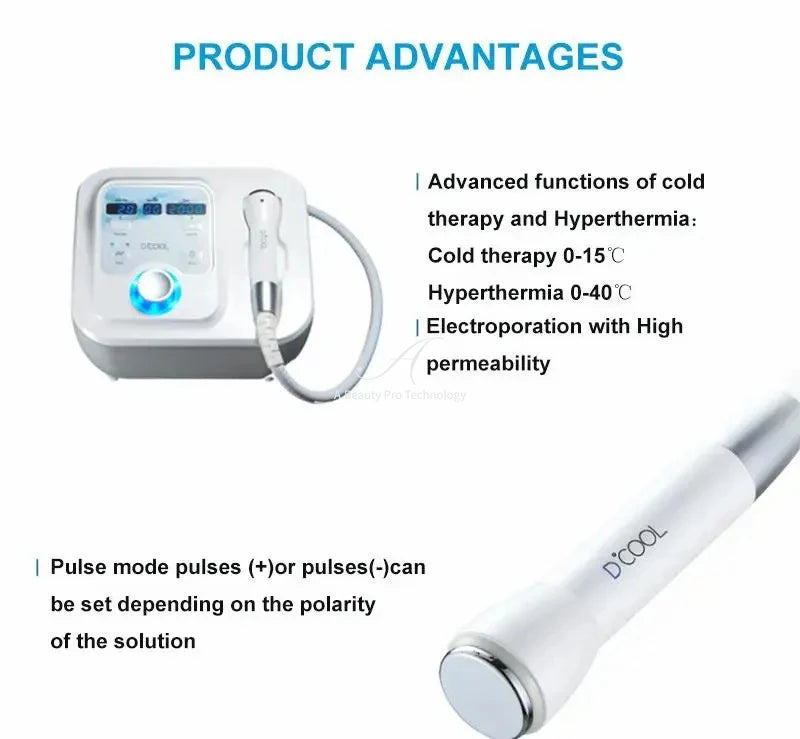 New Cool and Hot Skin Rejuvenation D-Cool Cryo Facial Cooling Massager D-cool Electroporation ION Facial Care Beauty Equipment