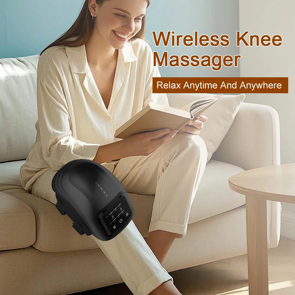 Cordless Heated Knee Massager — Vibration & Heat Therapy for Joint Relief