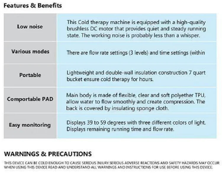 Leg MassagerHome Portable Physiotherapy Leg Cryotherapy Ice Cooler Cryo Cold Water Compression Therapy System Machine Pad