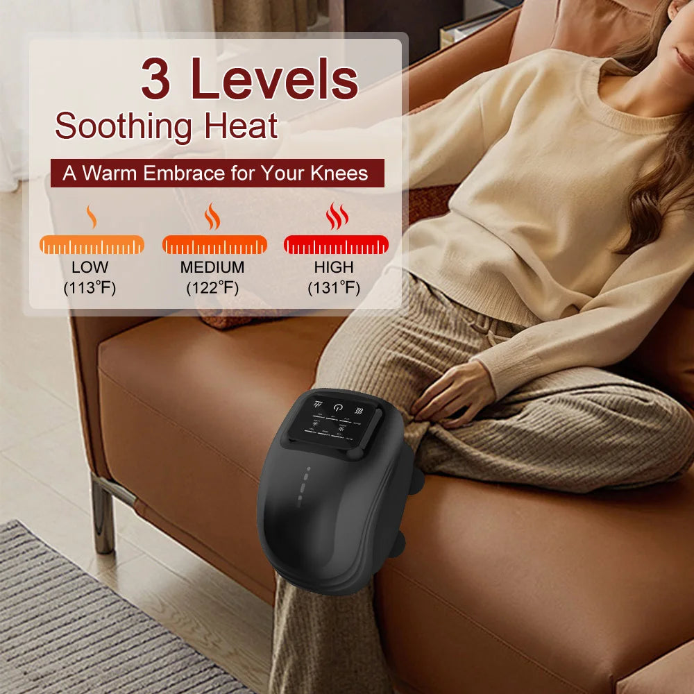 Cordless Heated Knee Massager — Vibration & Heat Therapy for Joint Relief