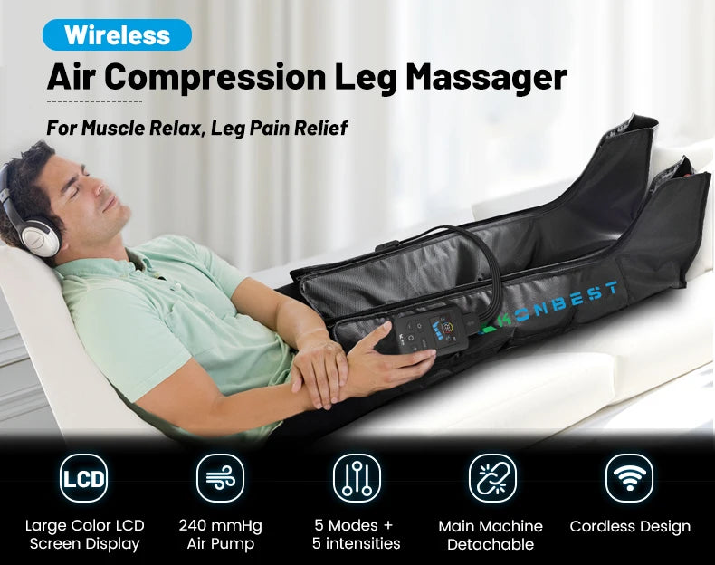 Leg Massager Air Pneumatic Compression Boots Athlete Pump Controller 240mmHg Dropship Therapeutic Leg Recovery Massage Machine