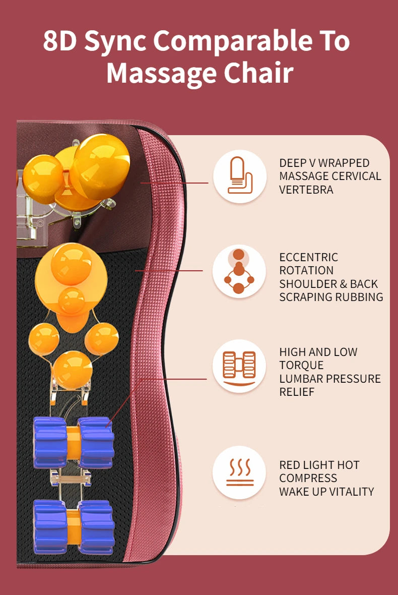 Back Waist Cervical Spine Multifunctional Full Body Neck Shoulder Electric Massage Cushion Household Kneading Shiatsu Massager