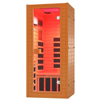Full Spectrum Infrared Sauna, 1 Person Home Infrared Sauna with Red Light Therapy, Indoor Canadian Hemlock Wood Dry, Customized