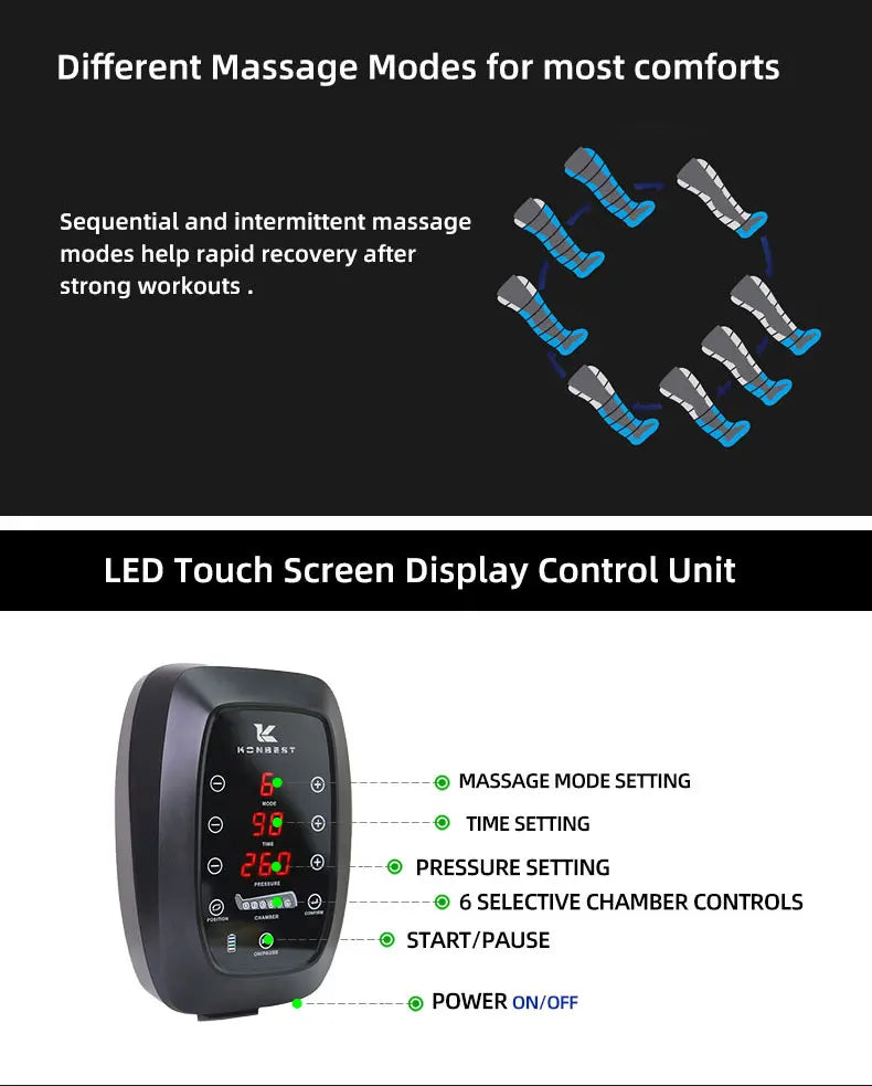 Massager Boots,8 Chambers Electric Sports Recovery Massage Air Compression Boots Therapy Leg Massager Physiotherapy Machine