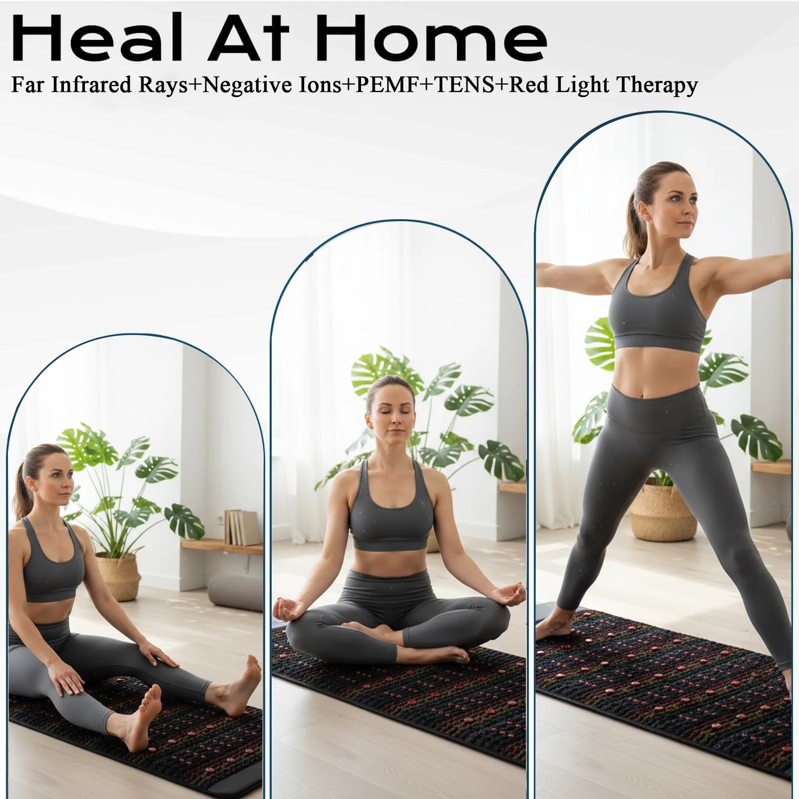 Luxuryade B190 Pemf FlR Infrared Heating Mat Crystal Amethyst Therapy Heating Photon Red Light PEMF Infrared Massage Mattress