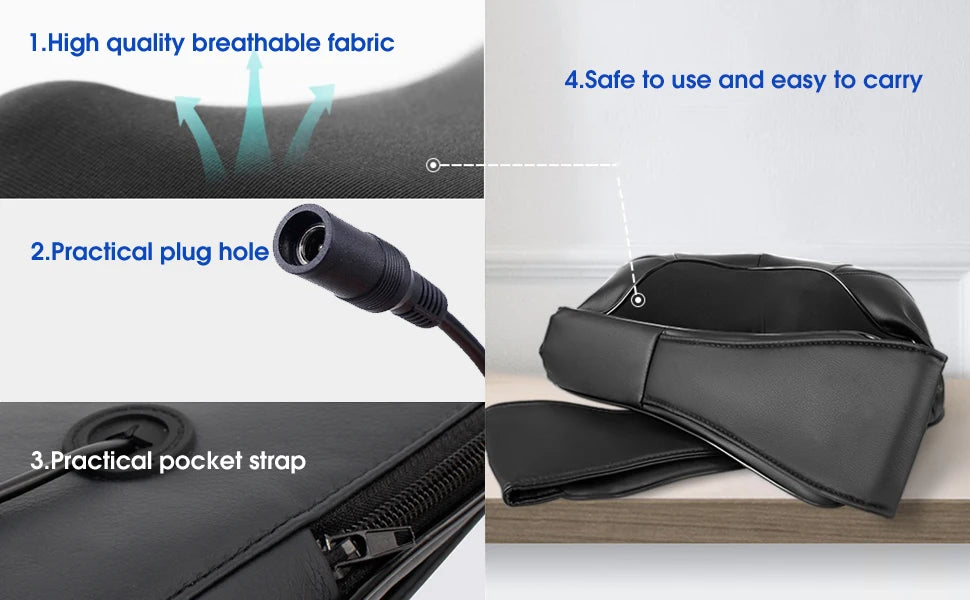 Neck and Shoulder Massager Heated Back Massager U Shape Deep Kneading Electric Massage Pillow For Neck Waist Leg Body