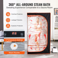 Portable Steam Sauna Tent Full Size 1000W Personal Sauna Blanket W/ Chair