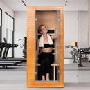 Full Spectrum Infrared Sauna, 1 Person Home Infrared Sauna with Red Light Therapy, Indoor Canadian Hemlock Wood Dry, Customized