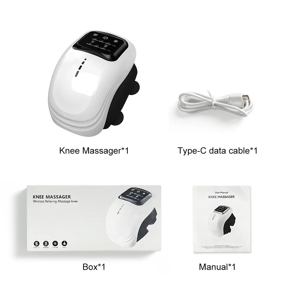 Cordless Heated Knee Massager — Vibration & Heat Therapy for Joint Relief