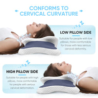 Memory Foam Pillow Cervical Pillow Neck Pain Relief Contour Ergonomic Orthopedic Neck Support for Side Back Stomach Sleeper Gift