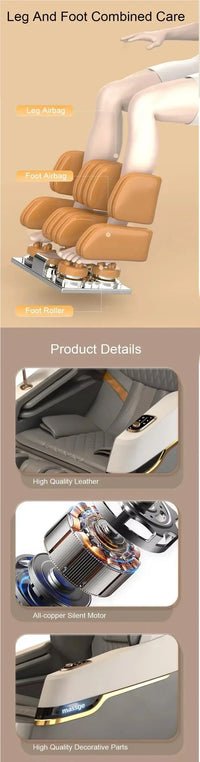 4D SL Tracking Massage Chair, Zero Gravity Recliner Chair, Full Body Airbag Massage Sofa, Office Chair with Touch Screen, 3-Year