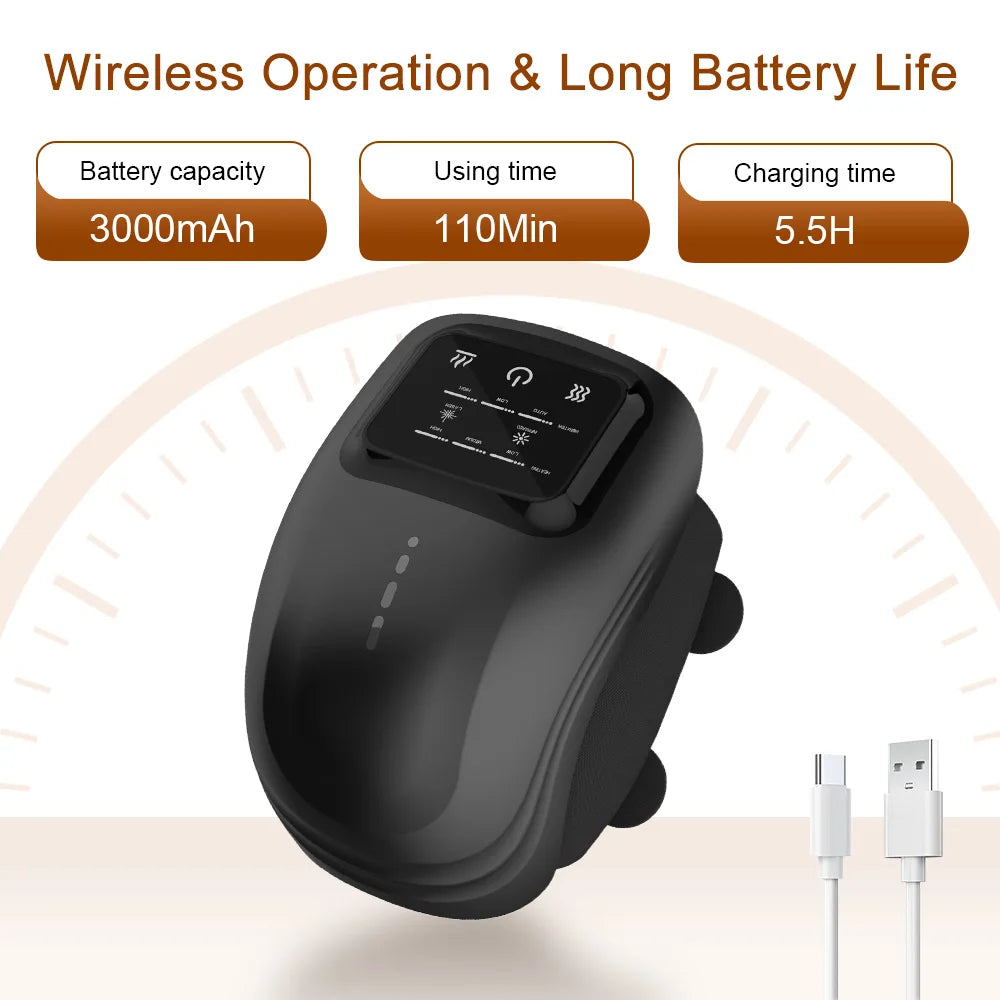 Cordless Heated Knee Massager — Vibration & Heat Therapy for Joint Relief