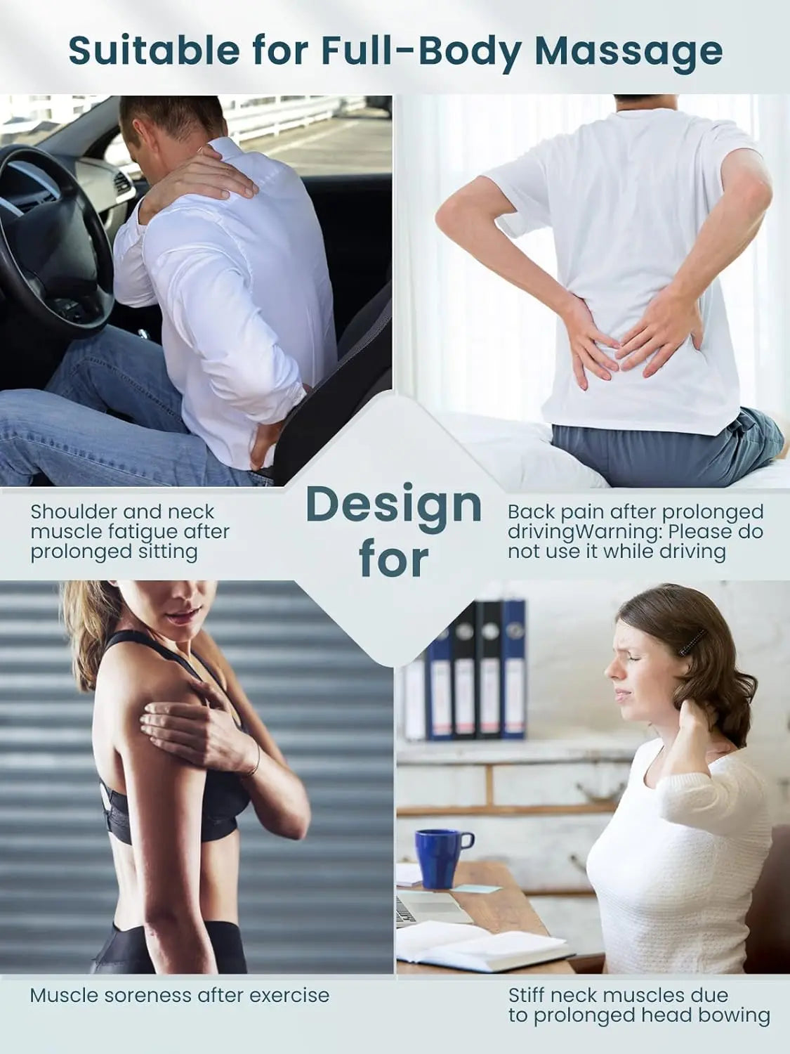 Neck and Shoulder Massager Heated Back Massager U Shape Deep Kneading Electric Massage Pillow For Neck Waist Leg Body