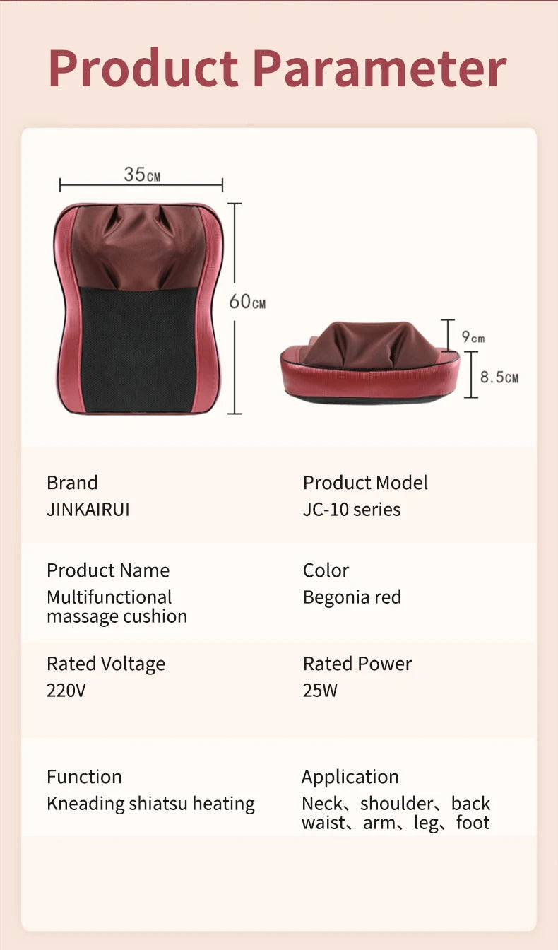 Back Waist Cervical Spine Multifunctional Full Body Neck Shoulder Electric Massage Cushion Household Kneading Shiatsu Massager