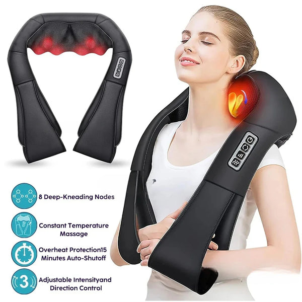 Neck and Shoulder Massager Heated Back Massager U Shape Deep Kneading Electric Massage Pillow For Neck Waist Leg Body
