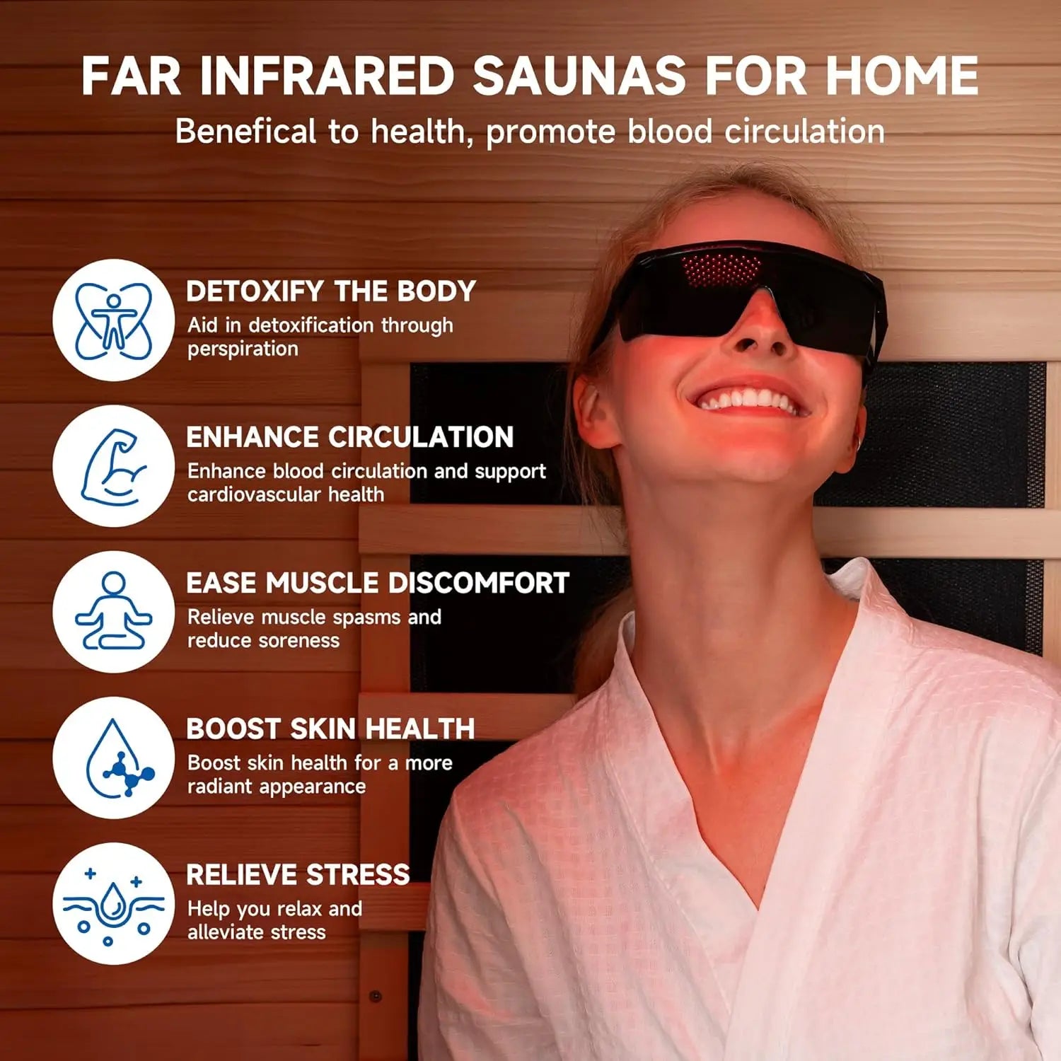 Full Spectrum Infrared Sauna, 1 Person Home Infrared Sauna with Red Light Therapy, Indoor Canadian Hemlock Wood Dry, Customized