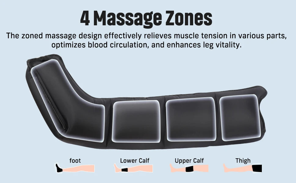 Full Leg Massager with 4 Air Chambers — Cordless USB-Powered Compression Boots for Relaxation and Daily Leg Care